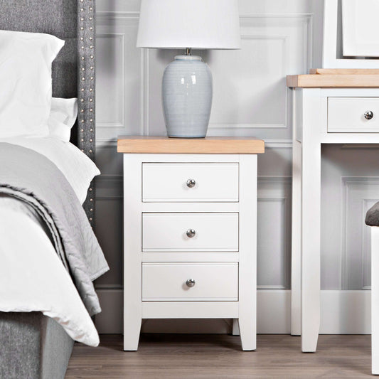 EA Bedroom White - 3 Drawer bedside cabinet