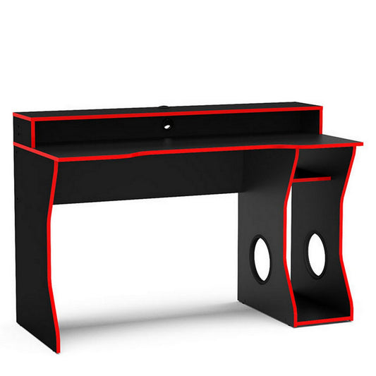 Enzo Ergonomic Gaming Desk with Monitor Shelf, Controller Storage and Ventilated Computer Compartment