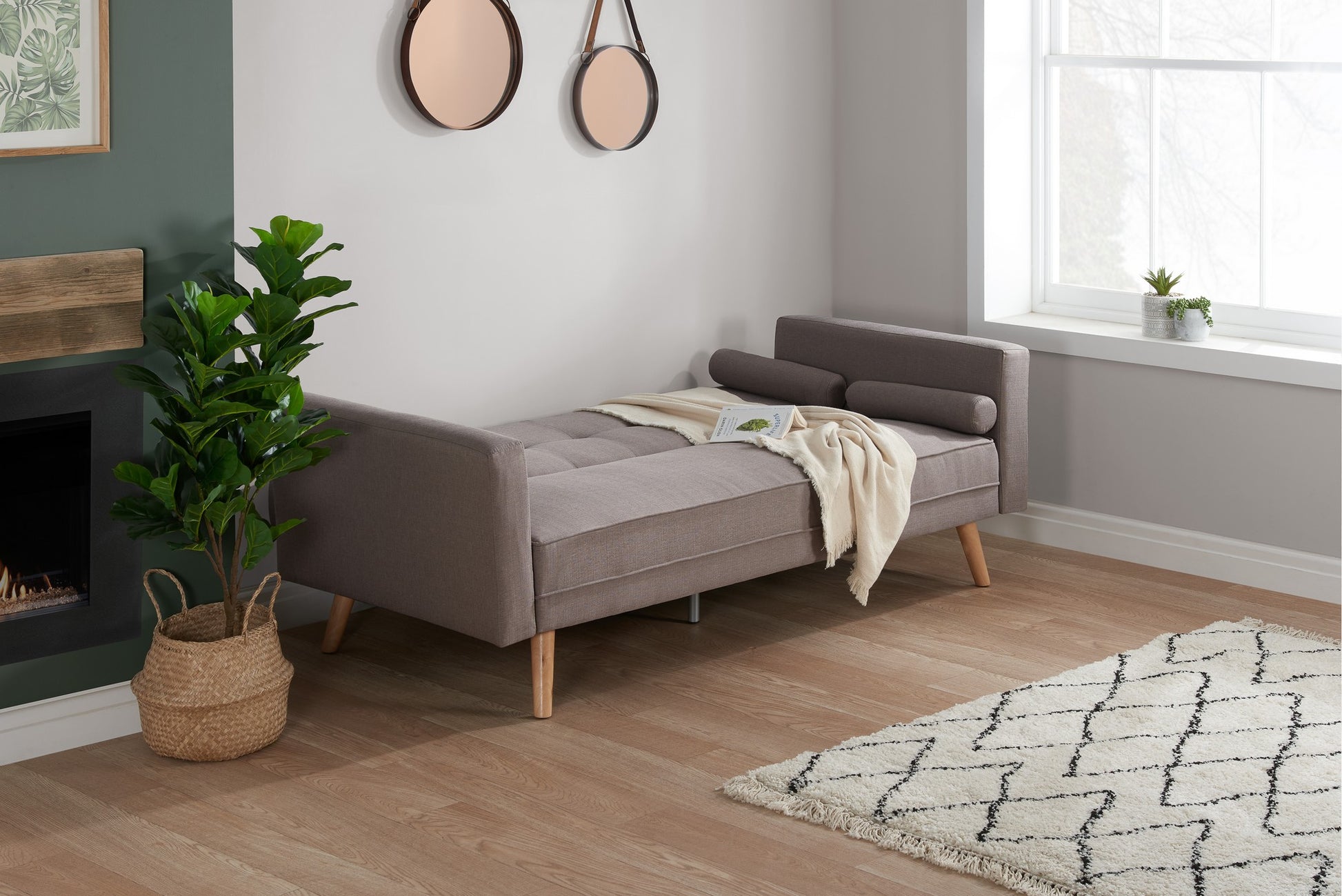 Birlea Ethan Large Sofa Bed: Modern, Stylish, Retro Feel with Contrasting Buttoned Details, Ideal for Occasional Guest Bed