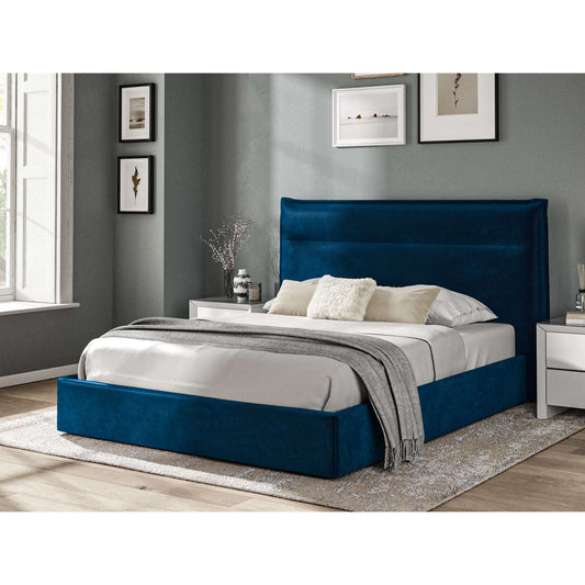Fabric Bed Collection Blue - 4'6 Fabric Bedframe Ottoman