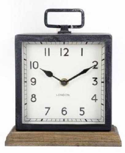 Metal Clock with Wooden Base