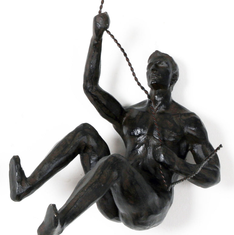 Abseiling Man Looking Up Ornament Black