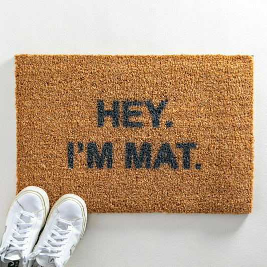 Artsy Doormats Hey I'm Mat Grey Doormat
