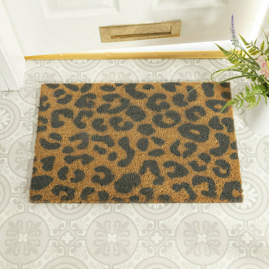 Artsy Doormats Leopard Print Grey Doormat