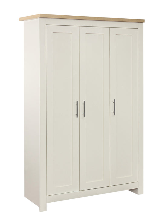 Highgate 3-Door Wardrobe with Hanging Rail and Silver Handles - Classic Farmhouse Inspired Design