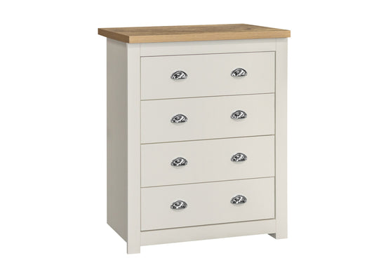 Highgate 4-Drawer Chest with Silver Handles - Classic Farmhouse Inspired, Modern & Practical Design