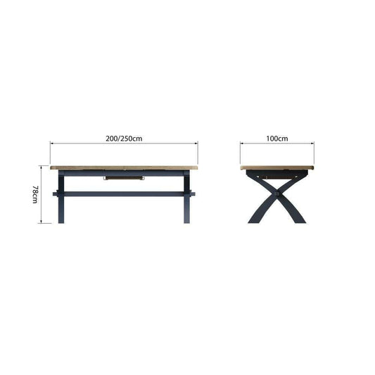 HOP Dining & Occasional Blue - 2.0m Cross Leg Dining Table