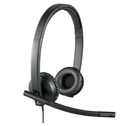 Logitech H570E Stereo Headset with Boom Mic, USB, In-Line Controls, Noise & Echo Cancellation, Leatherette Ear Pads All Homely