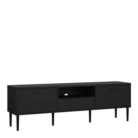 Media TV Unit with 2 Doors 1 Drawer in Black