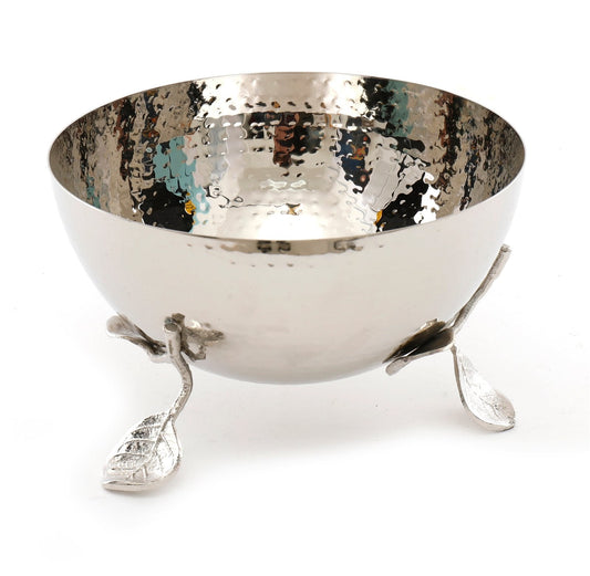 Silver Decorative Bowl with Leaf Feet