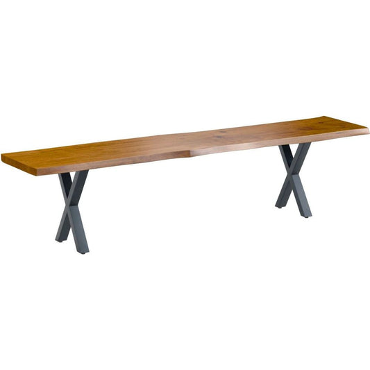 Live Edge - Russet - 2.0 Dining Bench with X Shaped Legs - Russet