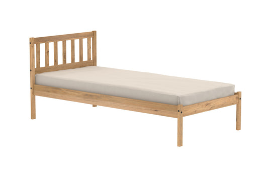 Traditional Lisbon Bed Frame with Solid Slatted Base for Firm Support, Waxed for Rustic Feel - Suitable for UK Standard Mattress by Birlea
