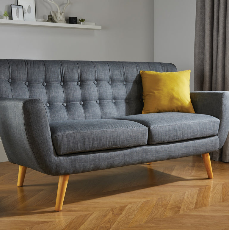 Birlea Loft Contemporary Sofa, Scandinavian-Inspired Retro Styling, Upholstered, Comfortable, Two or Three Seat Configuration, Max Load 180kg