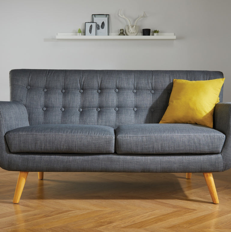 Birlea Loft Contemporary Sofa, Scandinavian-Inspired Retro Styling, Upholstered, Comfortable, Two or Three Seat Configuration, Max Load 180kg