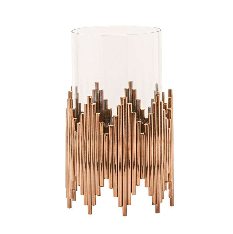 Mint Homeware - Rose Gold Plated & Glass Candle Holder - Small