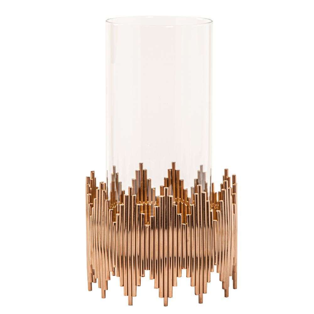 Mint Homeware - Rose Gold Plated & Glass Candle Holder - Large