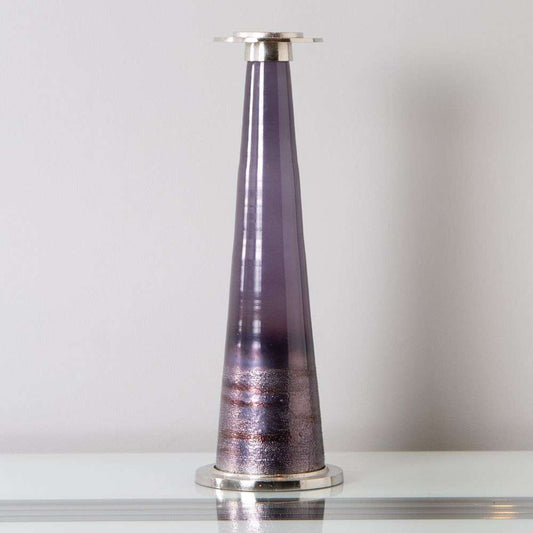 Mint Homeware - Glass Pillar Holder with Aluminium Top & Base Large