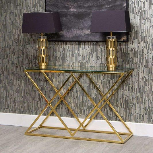 Mint Furniture - Console Table - Glass & Gold