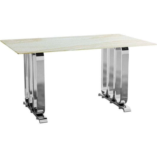 Mint Furniture - 1.8m Dining Table - Marble & Silver