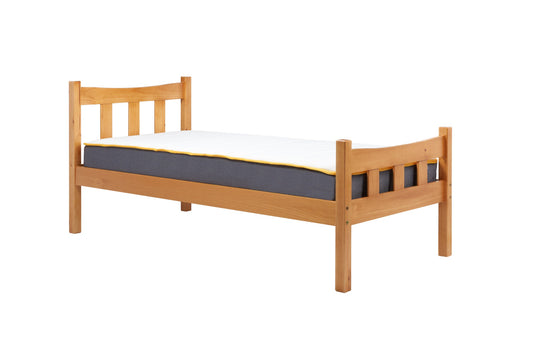 Antique Pine Miami Bed with Solid Frame, Double Bolting, and Slatted Base for Enhanced Stability and Support