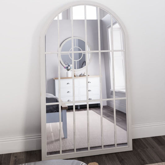 Mirror Collection - Large Grey Arched Window Mirror
