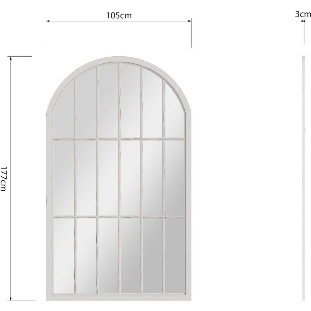 Mirror Collection - Large White Arched Window Mirror