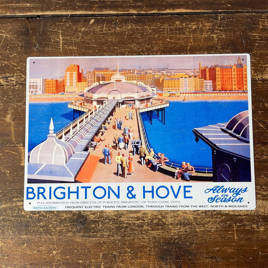 Vintage Metal Sign - British Railways Retro Advertising, Brighton & Hove