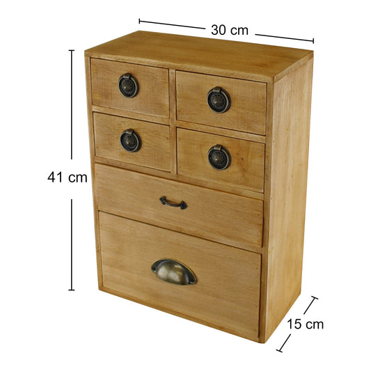 6 Drawer Storage Cabinet, Assorted Size Drawers