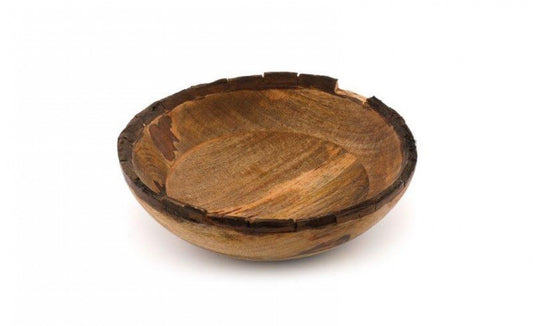 Wooden Bowl With Bark Edge 25cm