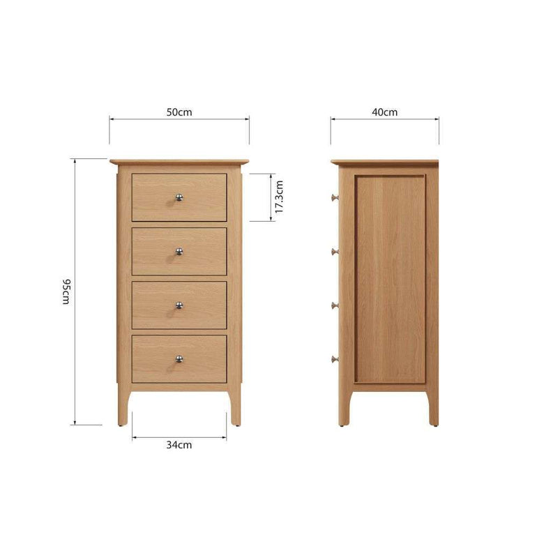 NT Bedroom - 4 Drawer Narrow Chest