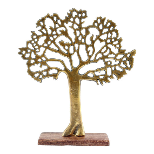 Antique Gold Tree On Wooden Base Medium