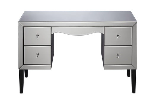 Birlea Palermo Range 4-Drawer Dressing Table with Mirrored Finish, Bevelled Edges and Mock Crystal Handles