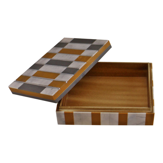 Abstract Design Resin Large Trinket Box, Design 3 , Chequered