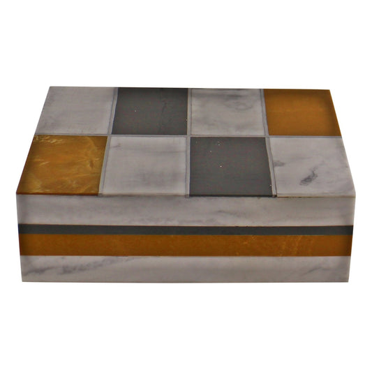 Abstract Design Resin Large Trinket Box, Design 2 , Rectagonal