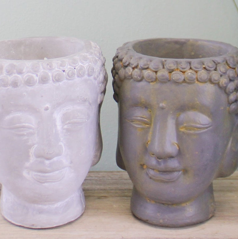 Set of 2 Small Cement Buddha Design Candles