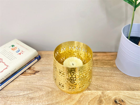 Small Gold Candle Pot 13.5cm