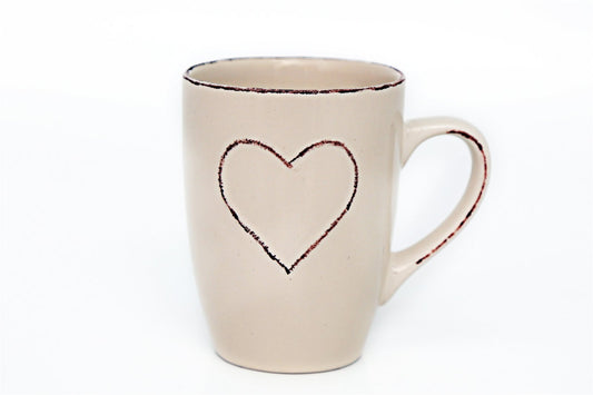 Heart Embossed Cream Mug 11cm