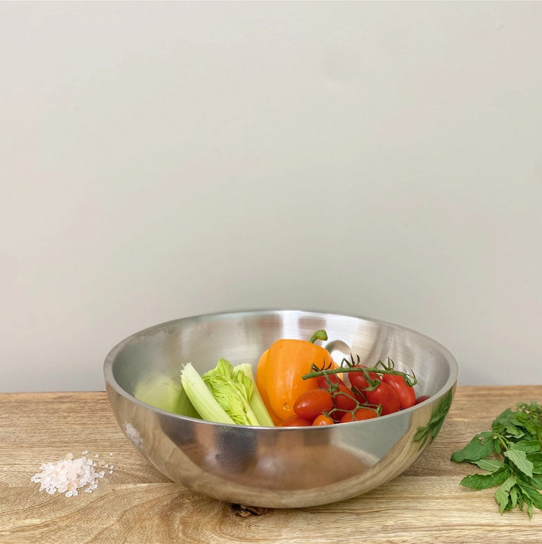Stainless Steel Shallow Double Walled Bowl 30cm