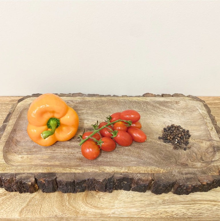 Large Wooden Platter Tray With Bark Edging