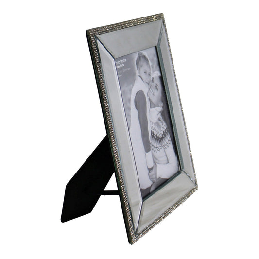 5 x 7 Mirrored Freestanding Photo Frame With Crystal Detail