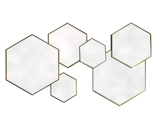 Gold Framed Multi Mirror - Hexagonal
