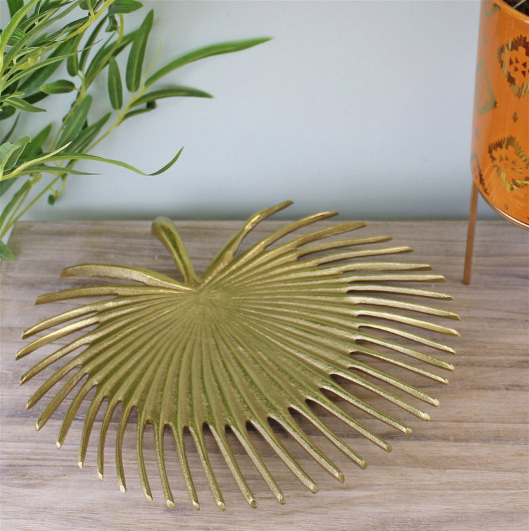 Leaf Shape Gold Metal Decorative Plate