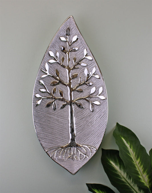 Ceramic Silver Tree Of Life Dish, Wall Hanging or Freestanding 38cm