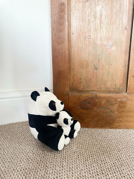 Fabric Mother and Baby Panda Doorstop