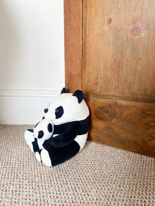 Fabric Mother and Baby Panda Doorstop