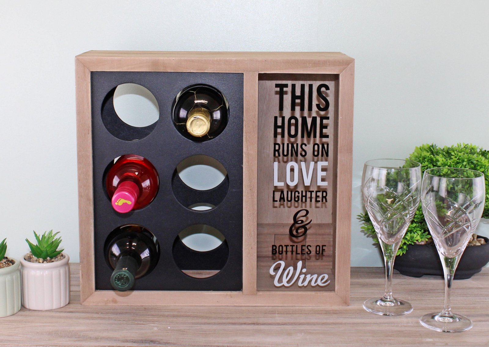 6 Bottle Wine Holder With Cork Storage