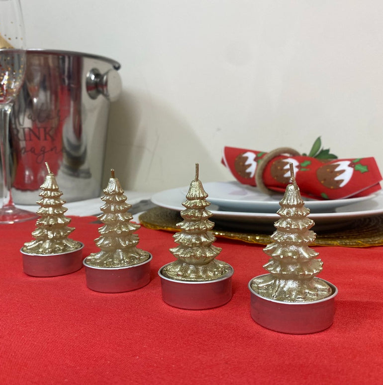 Set Of 4 Christmas Tree Candles 6cm