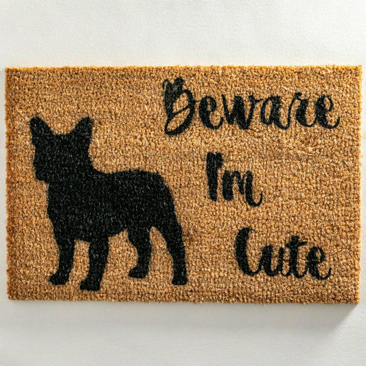 Artsy Doormats Beware I'm Cute French Bulldog Doormat