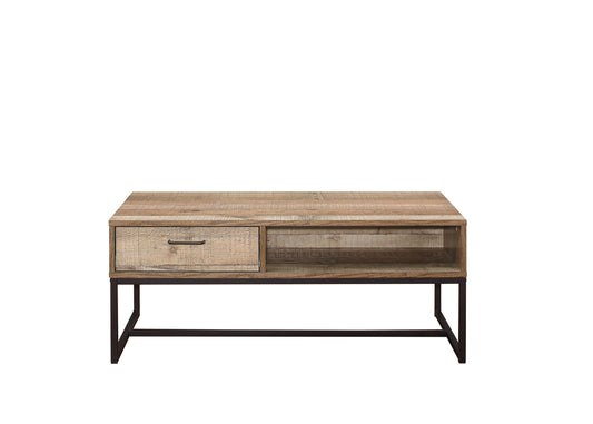 Urban Industrial Chic Coffee Table with Drawer and Storage Area