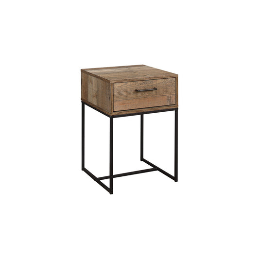 Urban Industrial Chic 1-Drawer Bedside Table with Metal Frame and Wood-Effect Finish